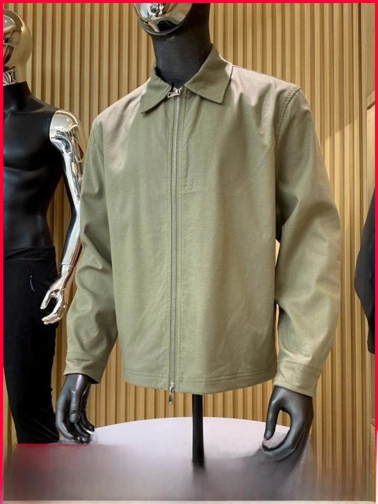 

Cotton Linen Blend Loose Fit Men's Jaet Autumn Winter Faion Versatile Collared Outerwear Casual Sle Zipper Closure
