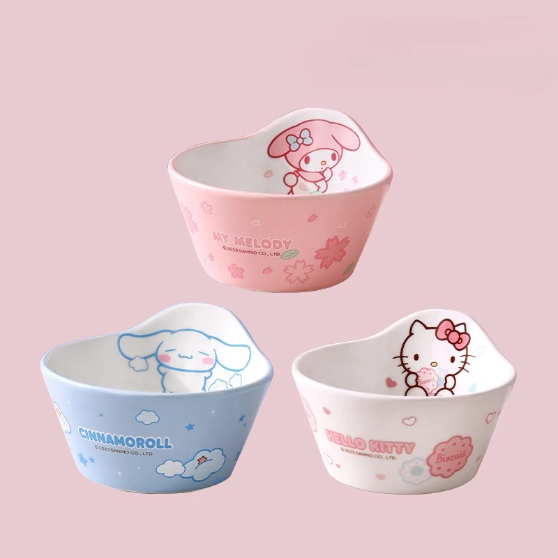 مرحبا كيتي الطفل وعاء سيراميك جديد لطيف كيتي الطفل تغذية السلطانية الوليد لوازم الميكروويف آمنة القرفة الكلب بلدي ميلودي سانريو