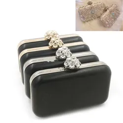 20X10 Cm Silver Gold Metal Color With Plastic Black Box Clutches Evening Diy Handbag Accessories Handmade Obag Parts Purse Frame