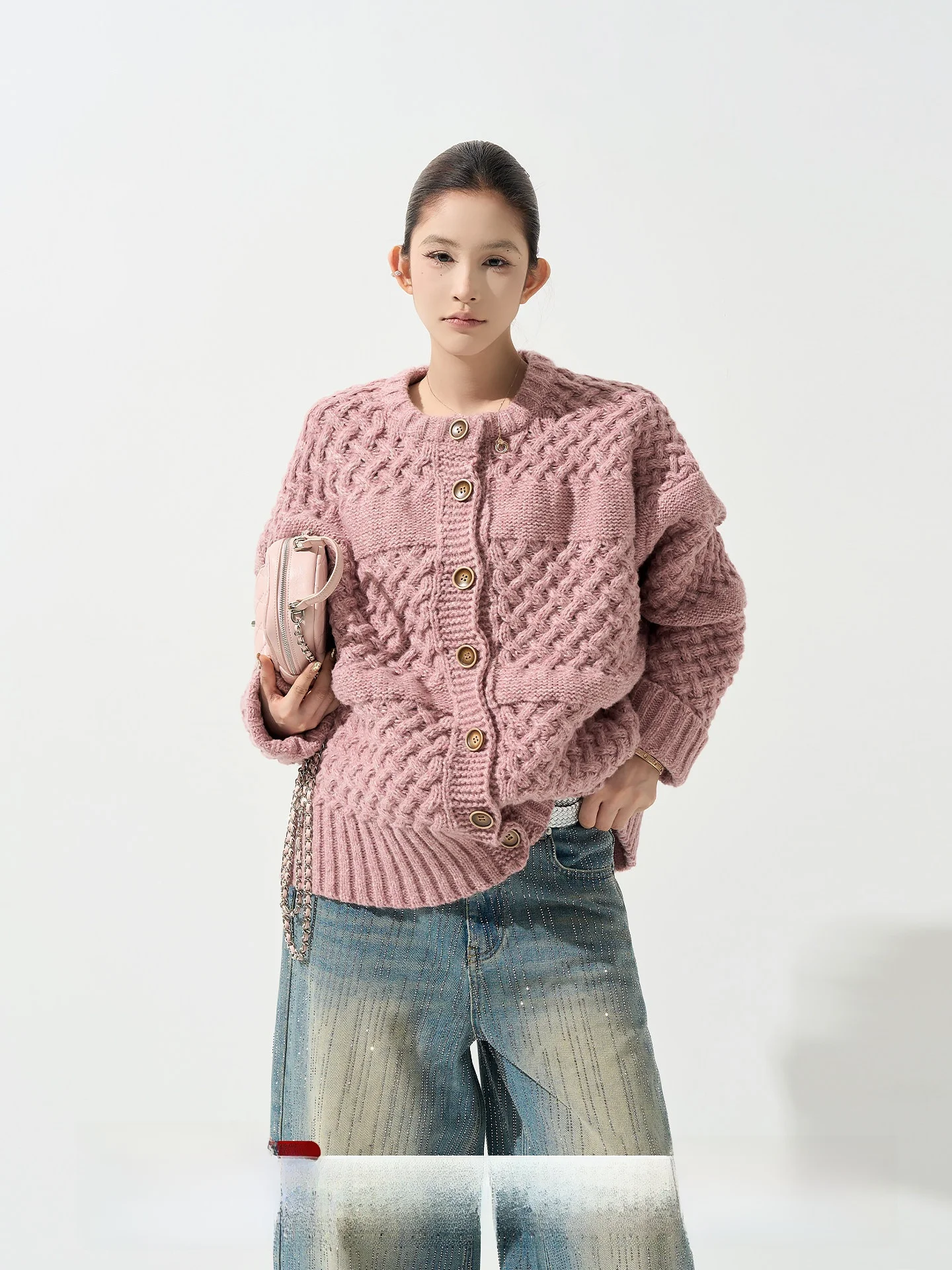 

Wutong Women's Thickened Long Sleeve Knitted Sweater Coat Warm Lazy Loose Style Winter Fashion Outerwear Cardigan Top