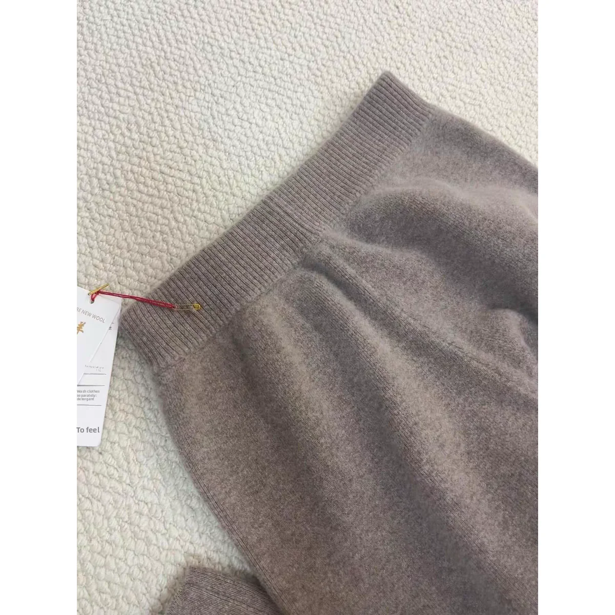 Pantaloni comodi a gamba larga lavorati a maglia a vita alta Pantaloni larghi in cotone casual da donna Abiti da ufficio primaverili morbidi e delicati sulla pelle
