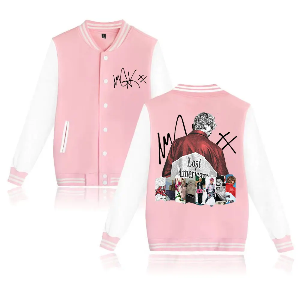 سترة بغطاء للرأس لزي البيسبول من ألبوم مغني الراب MGK Lost Americana Tour للجنسين هدية لمحبي البلوز Harajuku #5