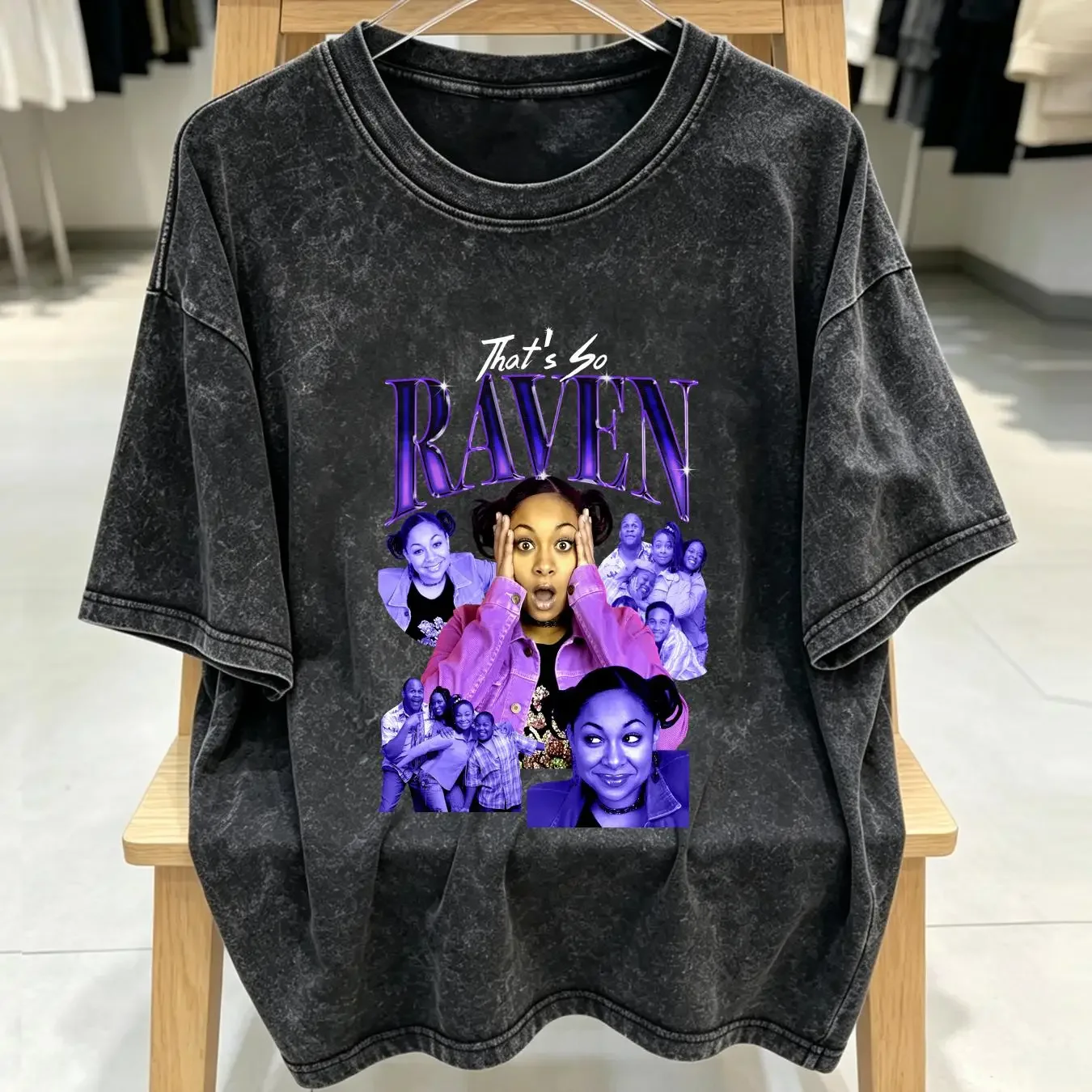 washed T Shirt That's So Raven Bootleg Style  vintage Washed Stylish fashion streetwear Soft Stretched Slightly Comfortable