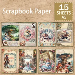 15 Sheets A5 Size Alice In Wonderland Poker Clown Background Vintage Grunge Journal Planning Scrapbooking