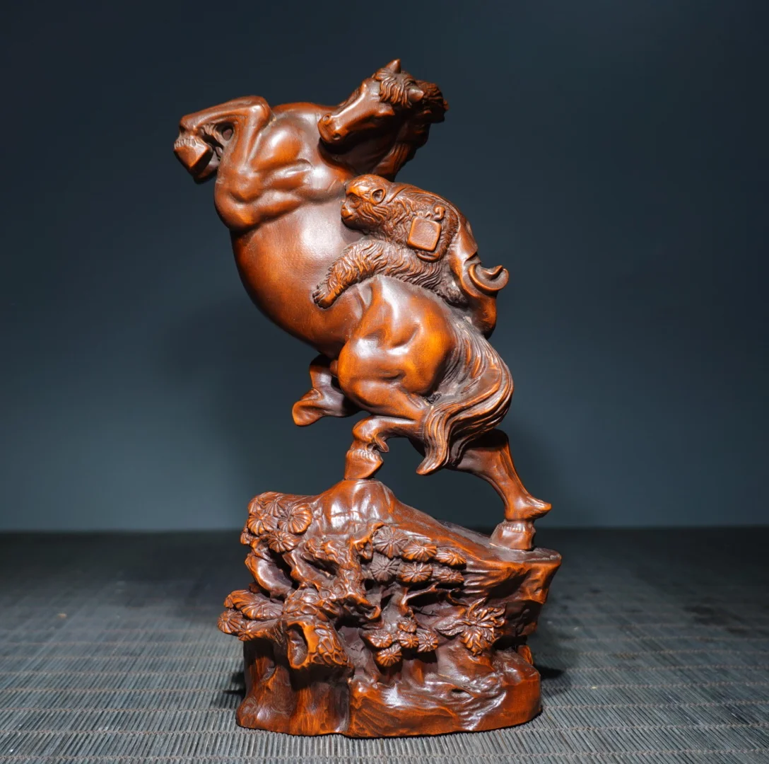 Collection Old Boxwood Monkey riding a horse statue Immediately become a marquis Study screen Amass wealth Ornaments Town house