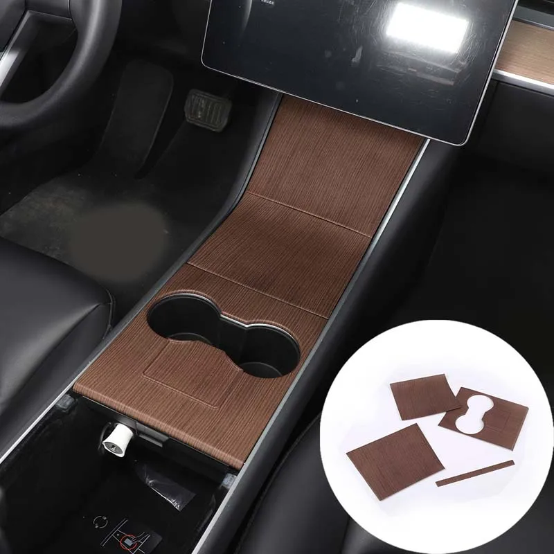

For 2017-2020 Tesla Model 3 central control decorative panel sticker Interior modification accessories ABS pear wood grain