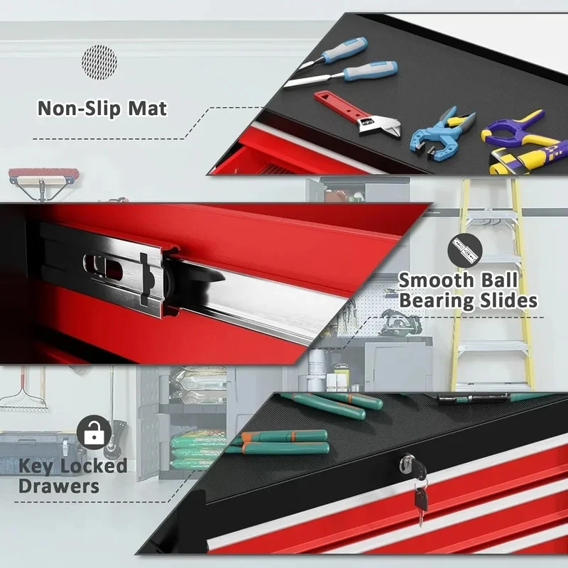 Tool Cart with 7-drawer Anti-slip Tabletop Multifunctional Mechanic Professional Cabinet Cart for Garage Barbershop Too Trolley