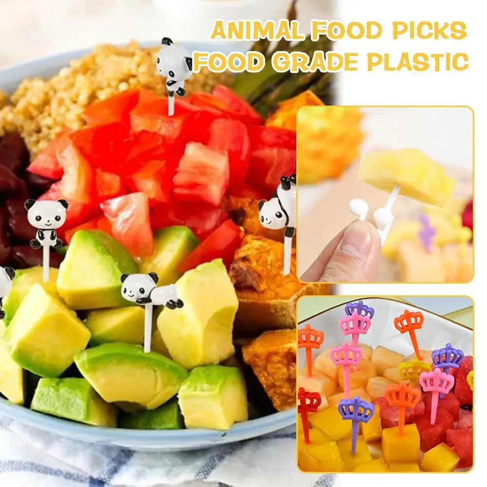 Children's Cartoon Fruit Fork Animal Food Picks Food Grade Plastic Kitchen Household Animal Fruit Sign Cute Bento Box Sign Fork