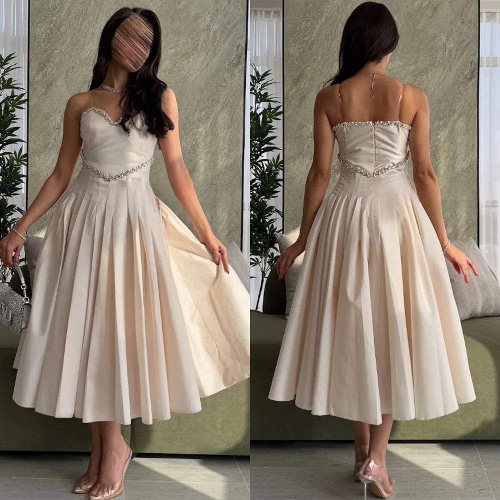 

Customized High Quality Sweetheart Zipper Ankle Length Sleeveless Beaded Wrinkle Grace Evening Dress Plus Size Vestidos De Gala