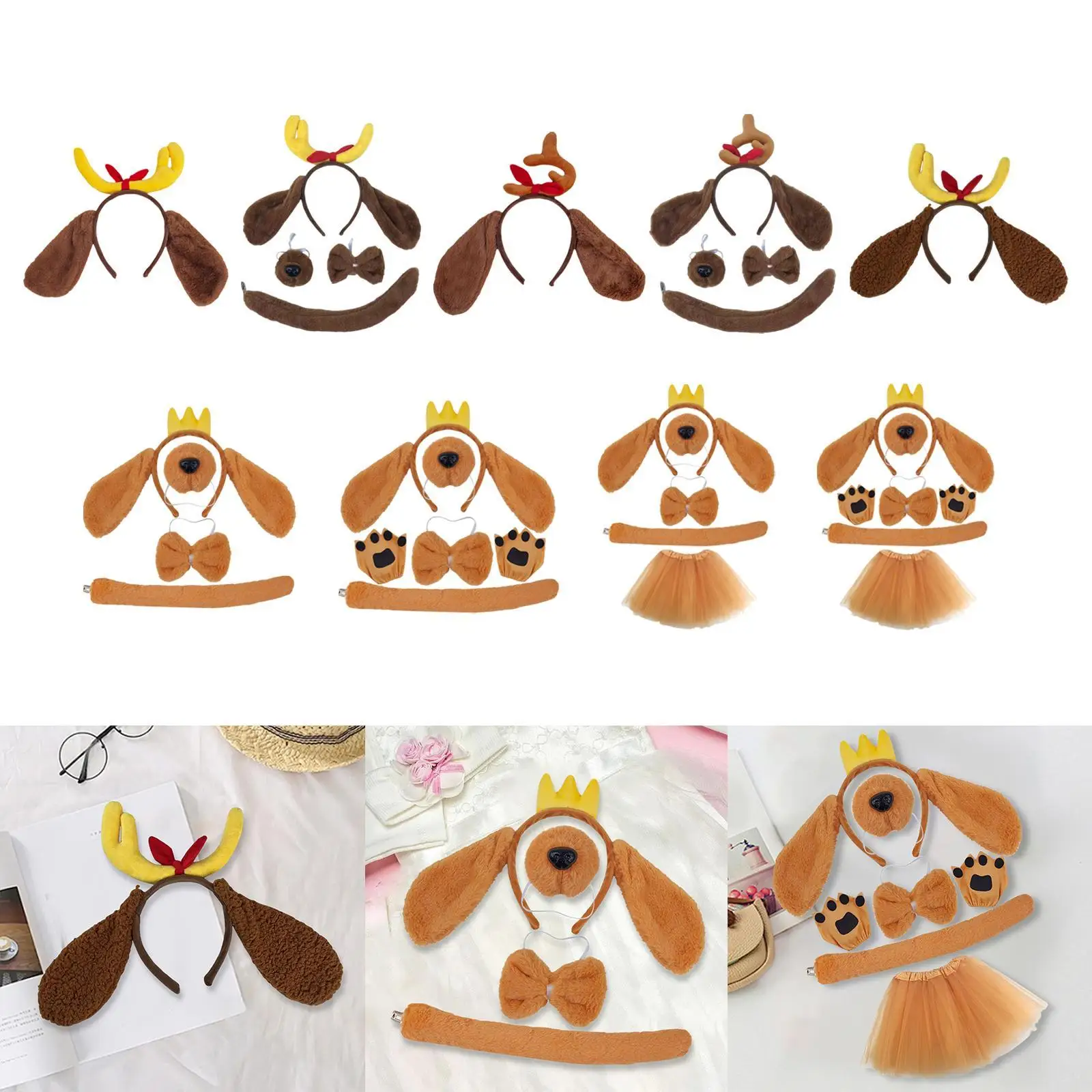 Puppy Dog Ears Headband Animal Costume Accessories for Halloween Party Supplies