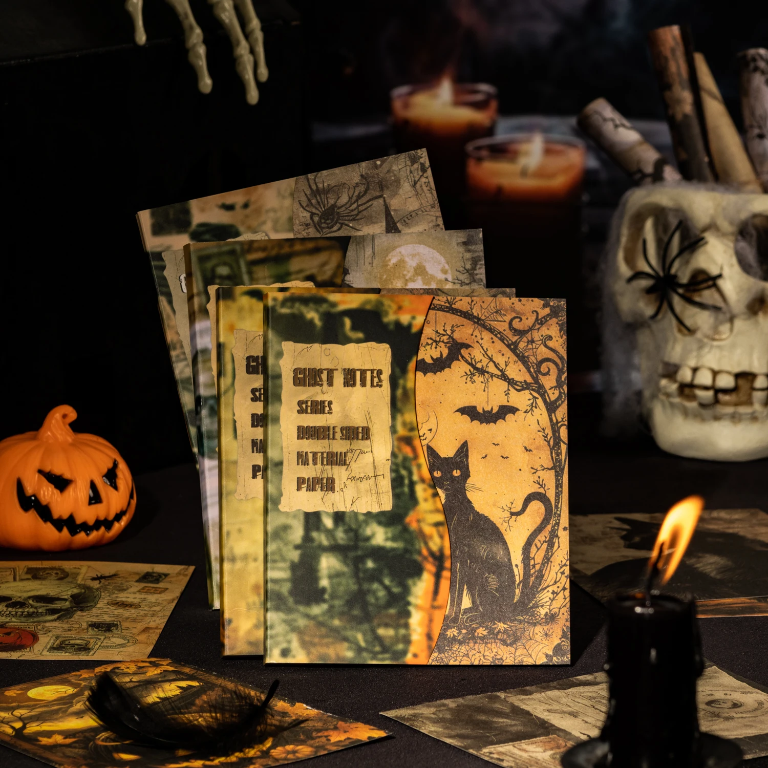 

Ghost Notes Series Vintage Dark Skull Landscape Material Paper Creative DIY Junk Journal Collage Scrapbook Stationery