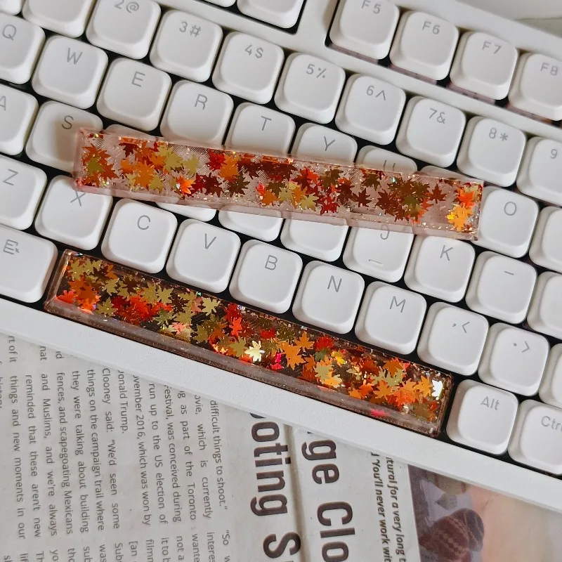 

Прозрачные кейкапы в форме листа из смолы для самостоятельной сборки, 6.25 U, для механических клавиатур с переключателями MX, аксессуары