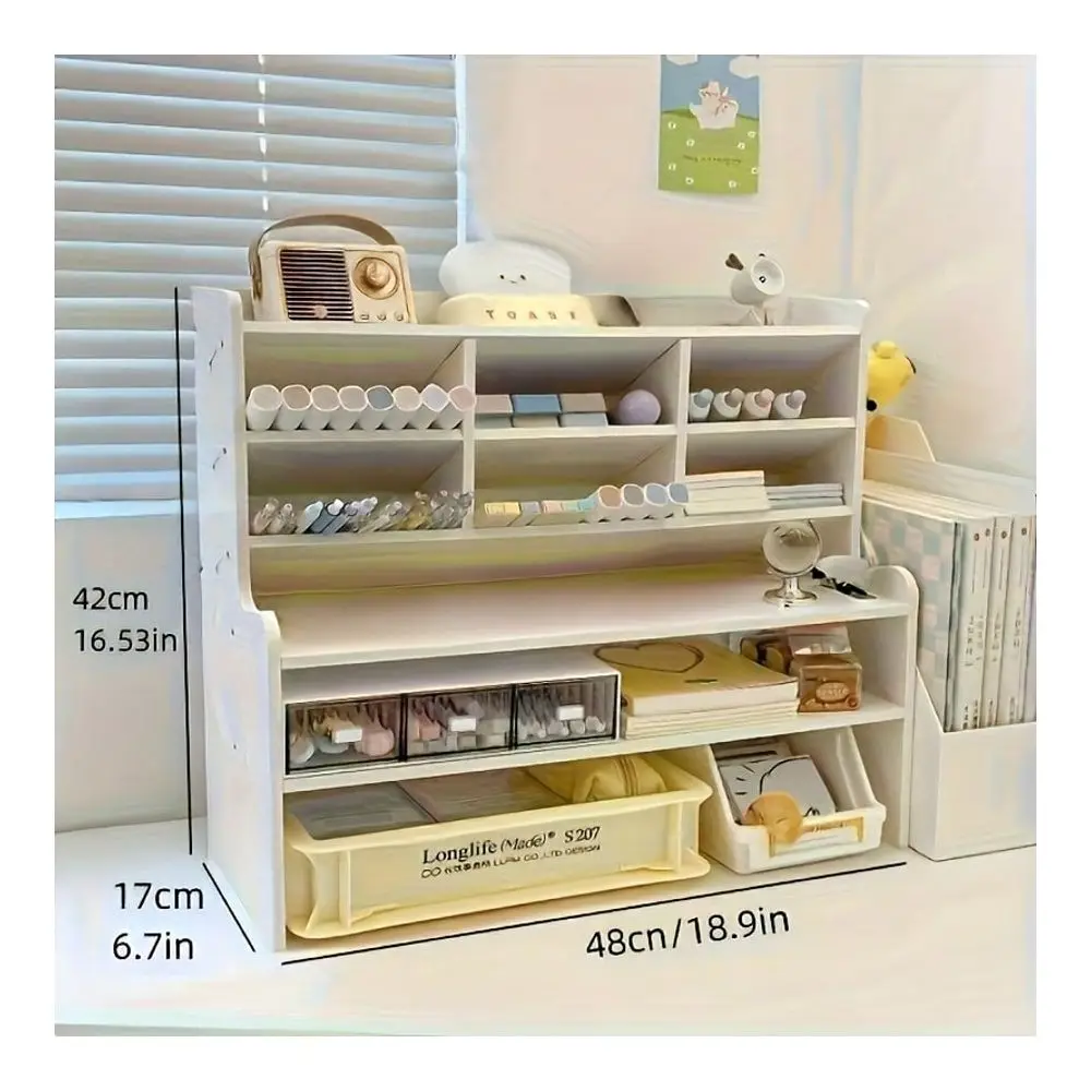 

Thickened Double Desktop Bookshelf, Dormitory Office Stationery Books Small Organizing Shelf