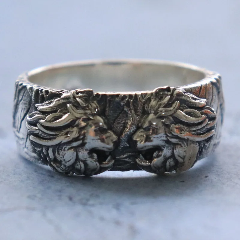 9.4g Lion Head Ring Roaring Silver Wedding Band Artistic Relief Rings Customized 925 SOLID STERLING SILVER High Trendy Sz6-13