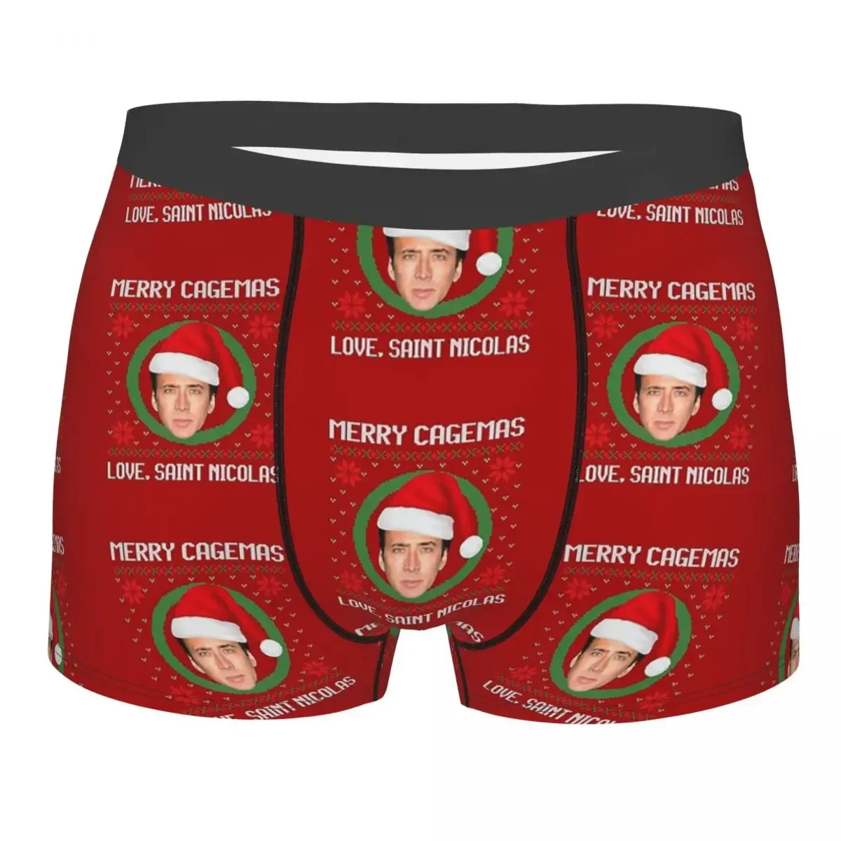 Men Nicolas Cage Rabbit Boxer Briefs Shorts Panties Mid Waist Underwear Homme Humor Underpants