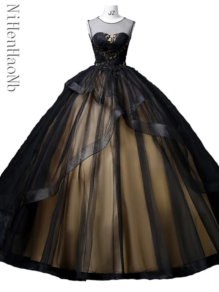 

Elegant Temperament Wedding Party Vestidos Quinceanera Dresses Slim Waist Sleeveless Prom Dress Elegant Evening Dresses