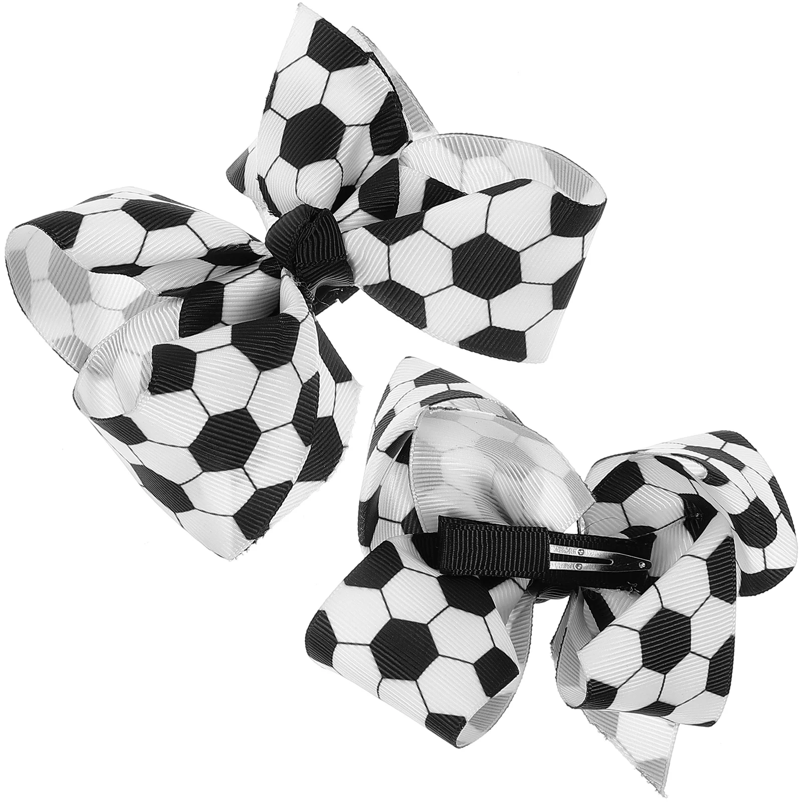 2 Pcs Children's Headwear Football Bubble Bow Hairpins Fans Decoration Cheerleading 2pcs Clips Accessories Soccer Metal Cute