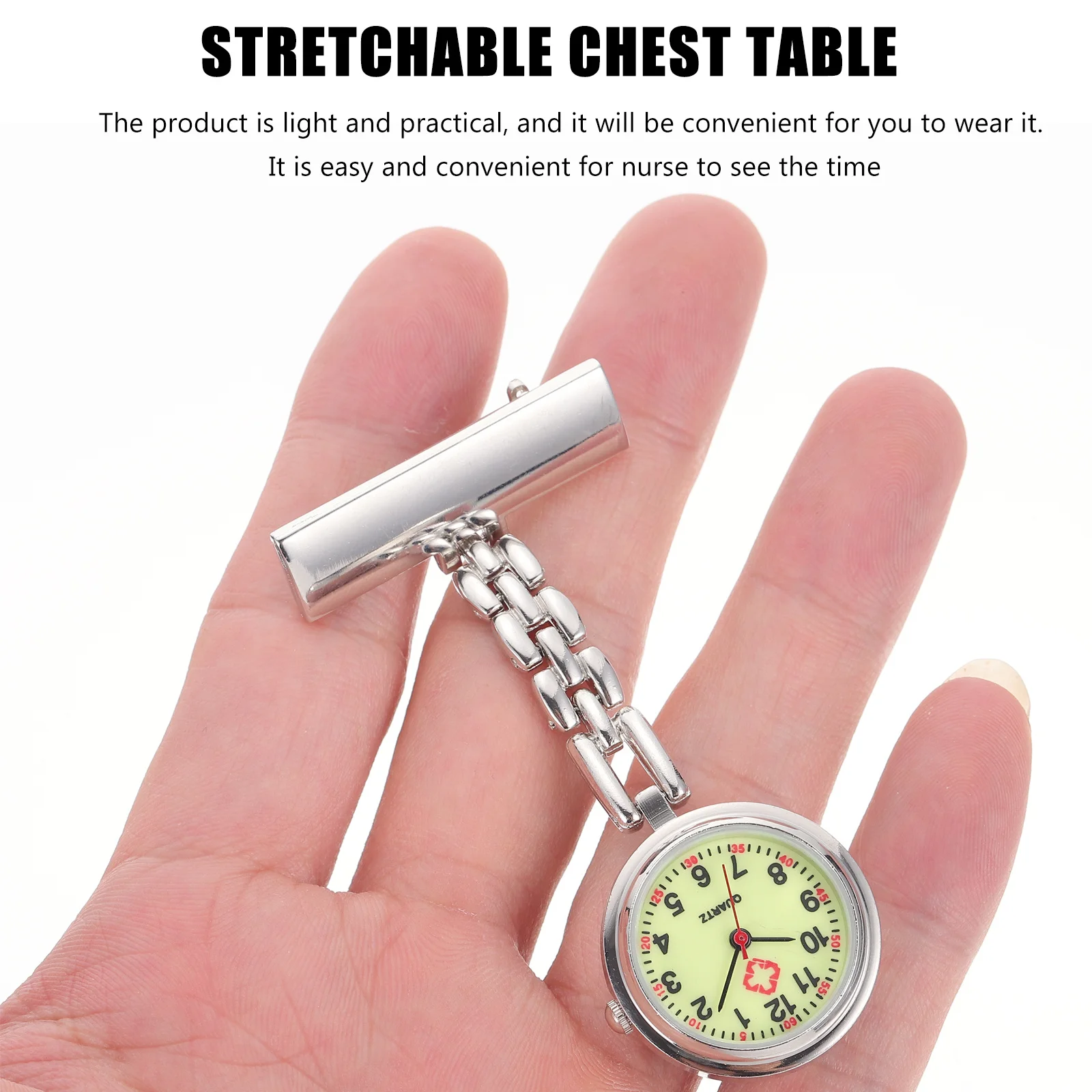 ساعة جيب مضيئة بمشبك كوارتز معلقة للطلاب الممرضات والممرضات والطلاب تستخدم تصميم مشبك خفيف الوزن وآمن #4