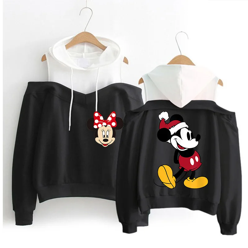 90s Cat Hoodies Minnie Disney Hoodie Off Shoulder Mickey Mouse Women Sweatshirt Kids Boys Girls Harajuku Streetwear Clothes