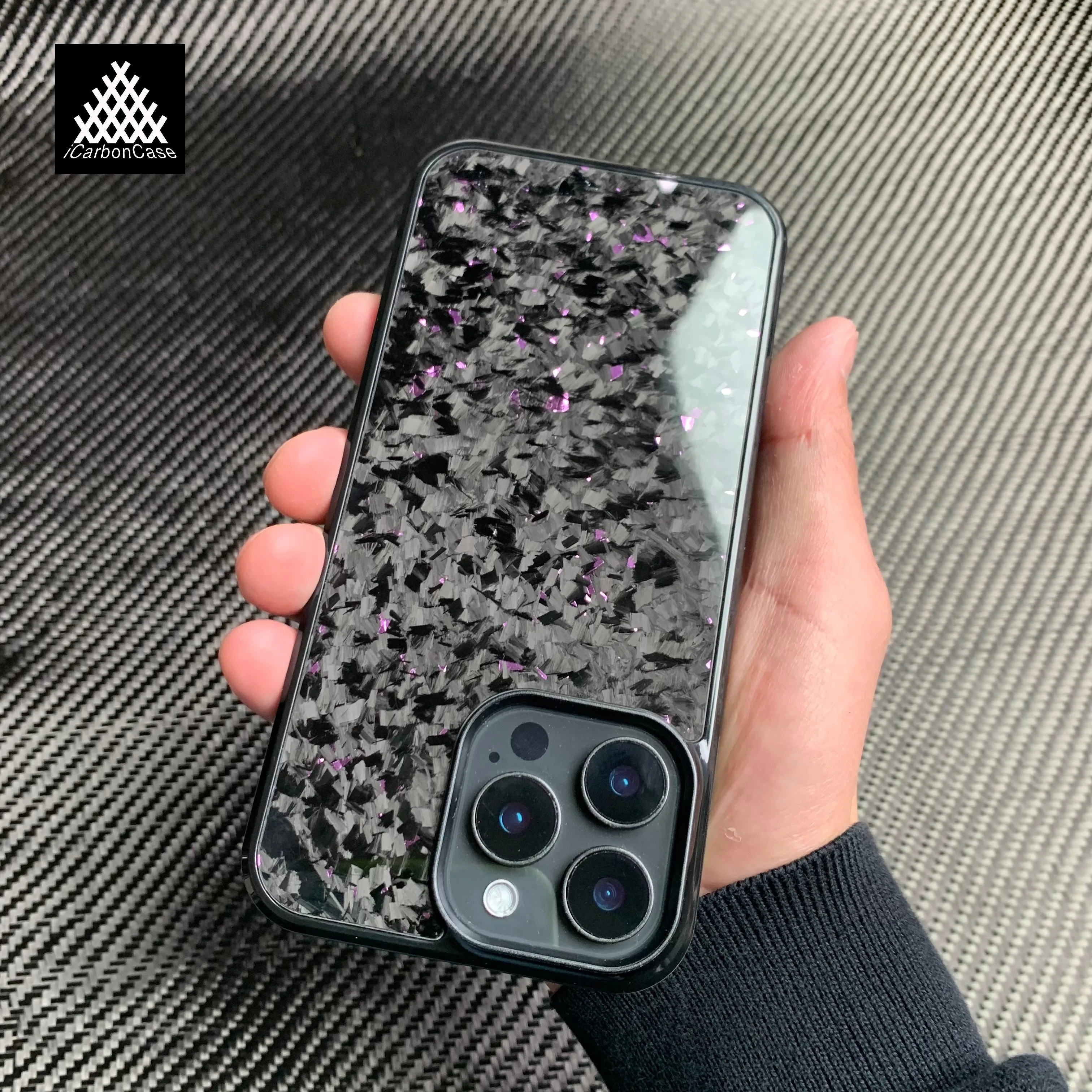 

Purple Forged Magnetic Real Carbon Fiber Phone Case for iPhone 16 15 14 13 12 11 Pro Max 16+ 15+ 7 8 SE 2 with Magsafe Charging