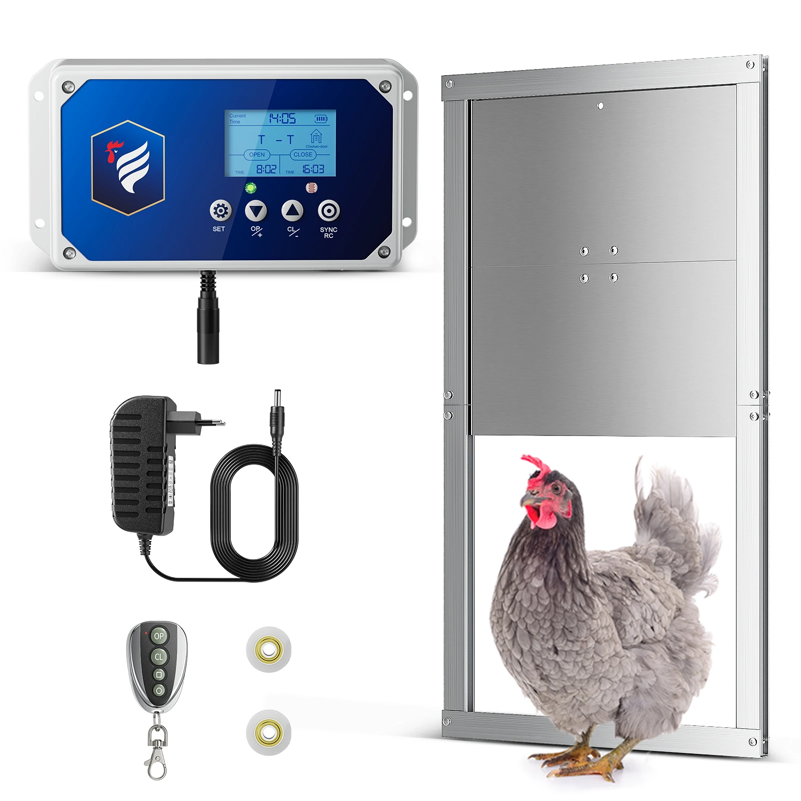 Automatische Hühnerstall-Tür, Hühnerstall-Türöffner, Fernbedienung Manueller Sensor Licht-Timer, 3 Stromversorgungsmodi Solarenergie