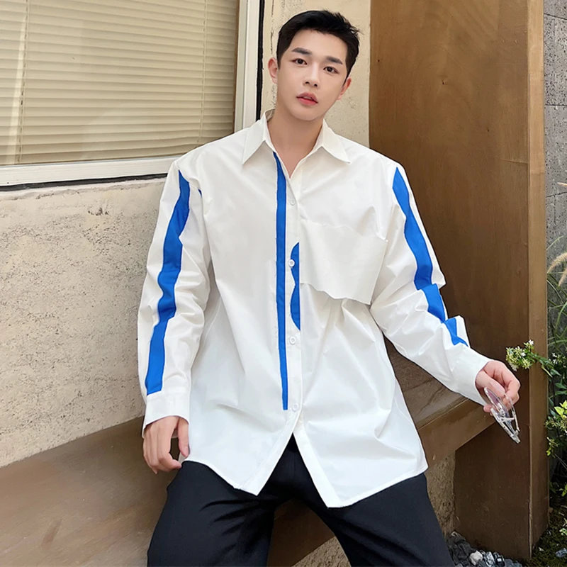 LUZHEN 2024 Color Contrast Design Shirts Men\'s Stylish Elegant Personality Long Sleeved Tops Korean Reviews Many Clothes LZ3352