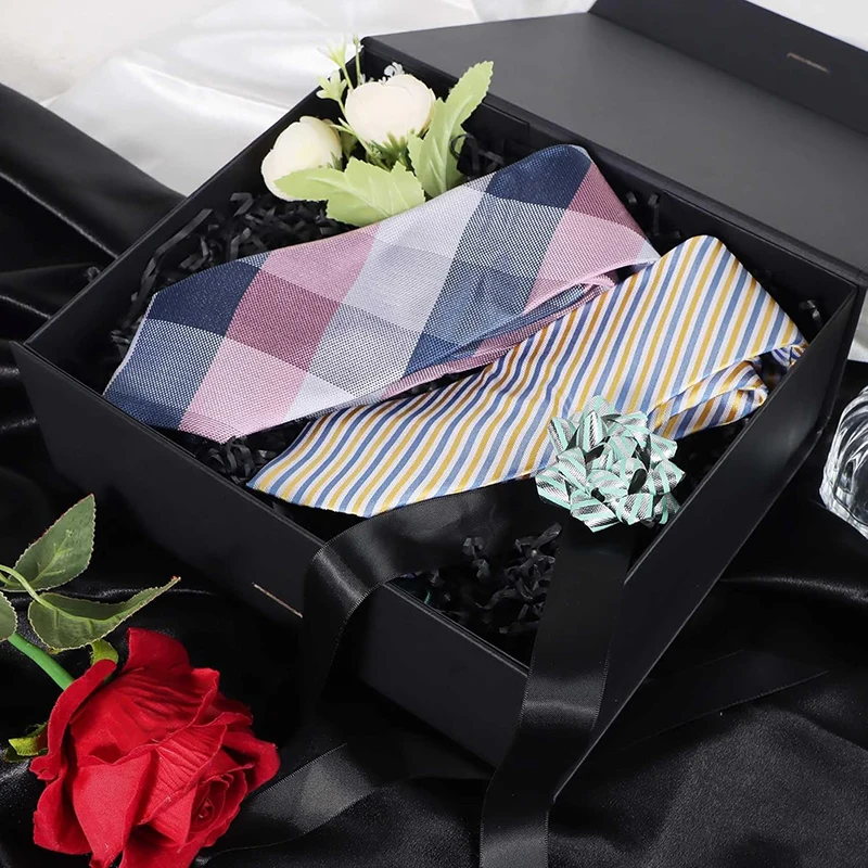 Magnetisches Geschenkbox-Set mit Lafite-Gras und Grußkarten, Schwarz/Rosa/Weiß, Party-Valentinstag-Geschenke, Faltbox TMZ – Detail 6