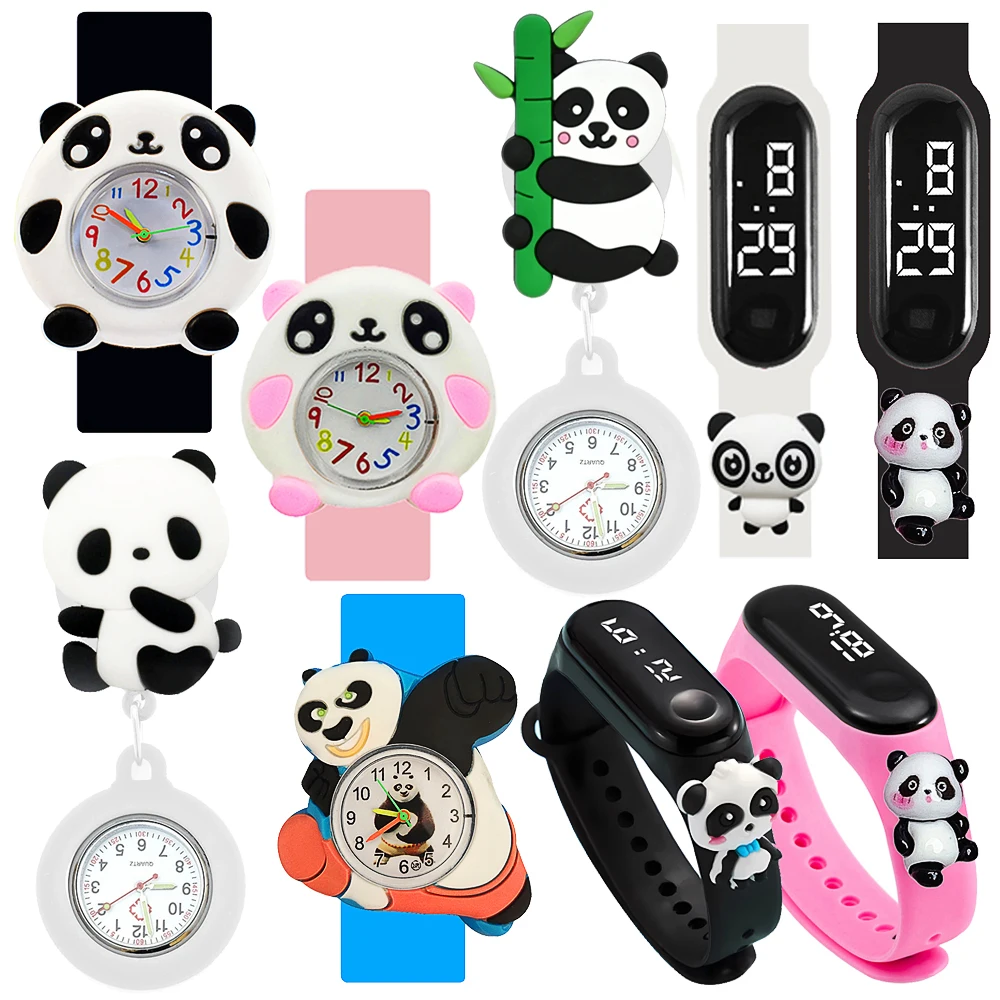 

Cute Panda Series Children's Cartoon Watch Slap Bracelet Toys Kids LED Electronic Digital Watch Kindergarten Prizes and Gifts
