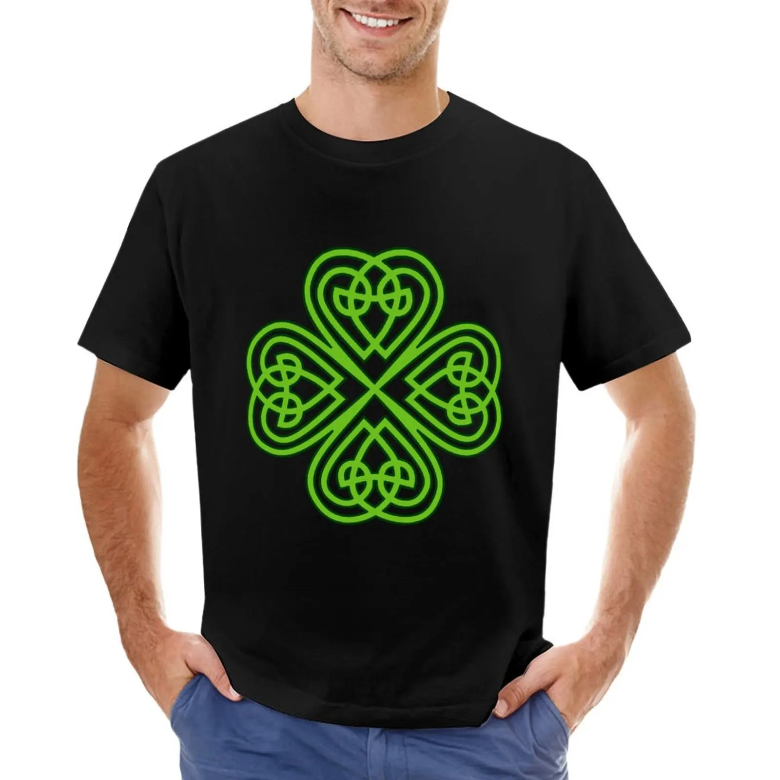 Celtic Four Leaf Clover T-Shirt vintage t shirts summer clothes boys animal print plain white t shirts men