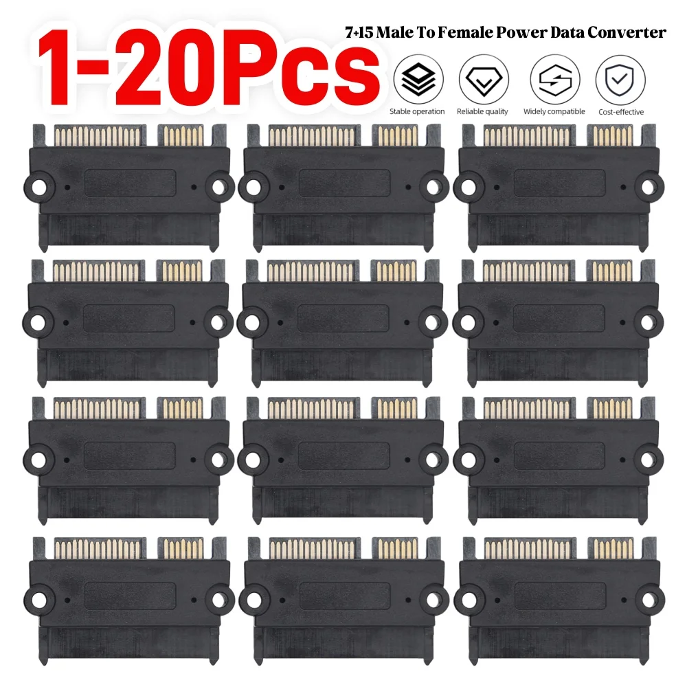 

1-20X SATA Male To Female Power Data Converter 22Pin 7+15 Male To Female Straight Head Converter Head SATA To SATA Converter