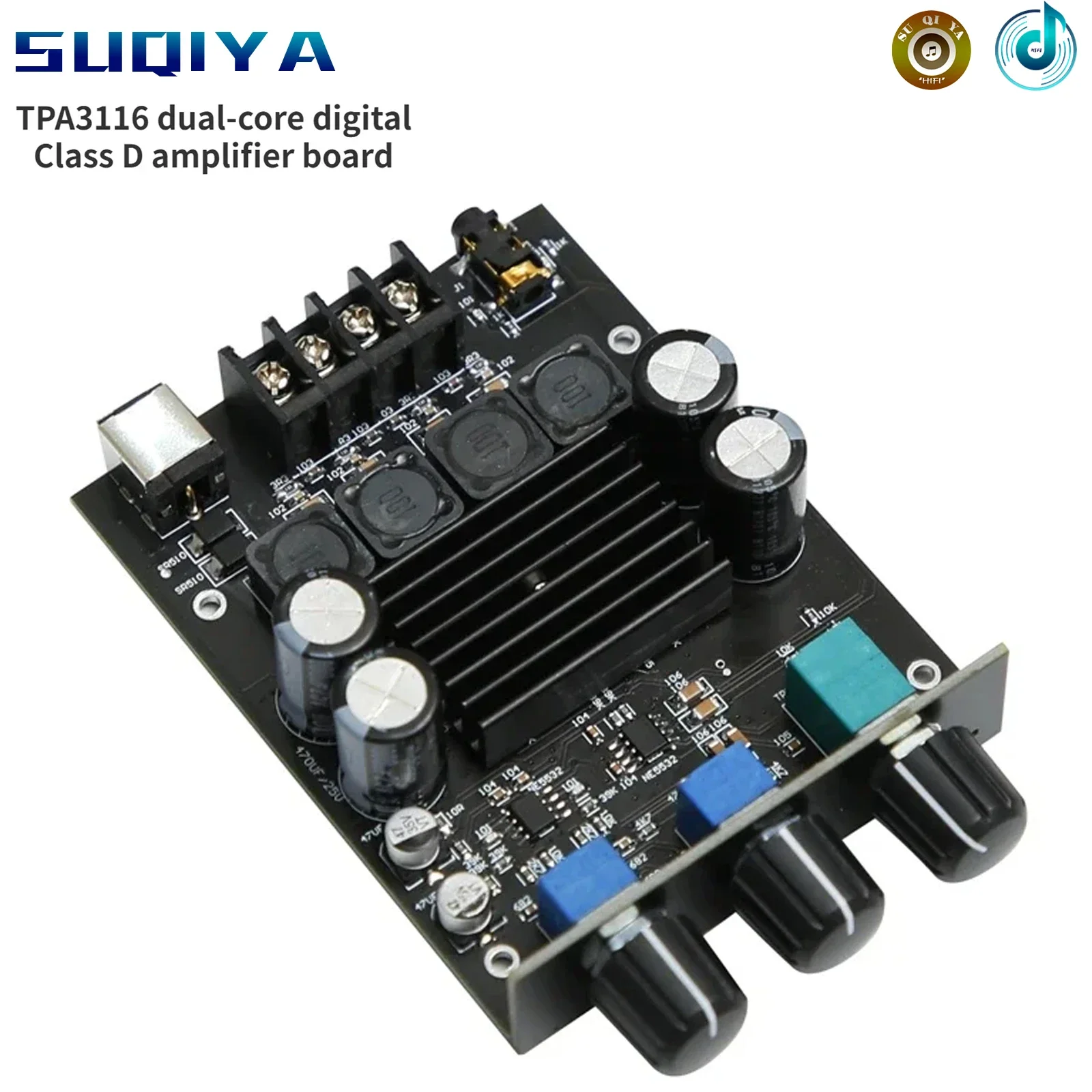 

YJ-100B TPA3116 Dual-core Digital Class D Amplifier Board 2*100W Dual-core Stereo Class D Audio Amplifier Board