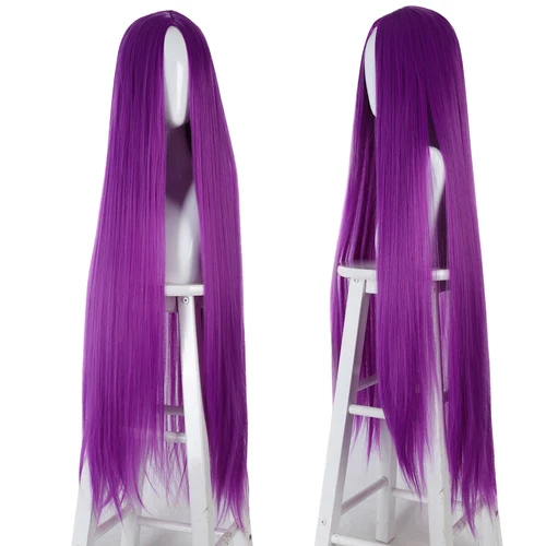 Peluca sintética de Cosplay de Lolita, pelo rubio, azul, rojo, rosa, verde y morado para fiesta de Cosplay, pelucas largas y rectas de 100CM para mujer