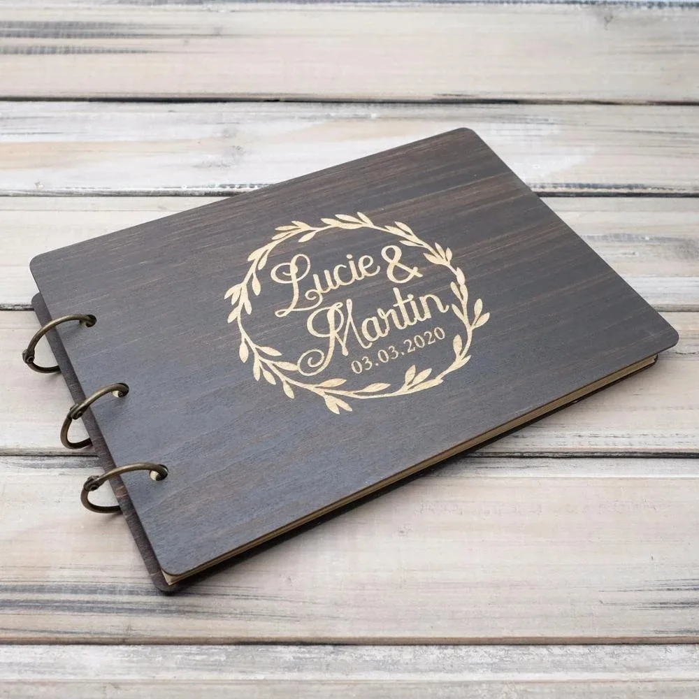 Personalized Customization Vintage Wooden Wedding Guest Book Wedding Guest Guest Book Name Date Engraving Supplies Souvenir Gift