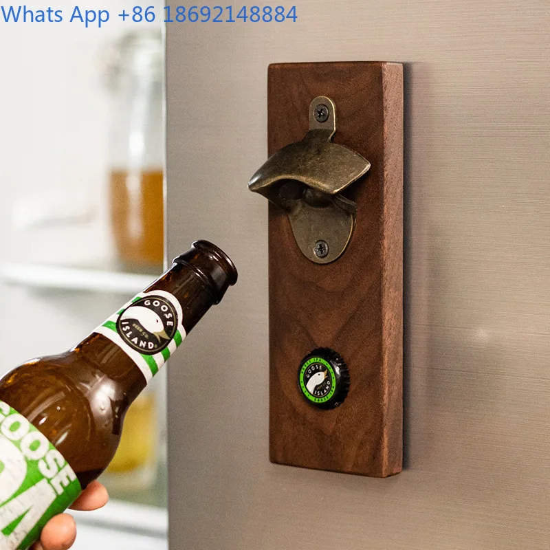 

Black Walnut Beer Bottle Opener Creative Personalized Home Decor Light Luxury Wooden Cap Opener