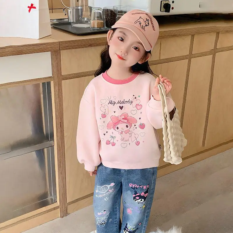 سانريو بلدي ميلودي فتاة الخريف مجموعات ملابس علوية بأكمام طويلة للربيع البلوز القمم جينز غير رسمي السراويل Kawaii أنيمي موضة ملابس الأطفال الجديدة