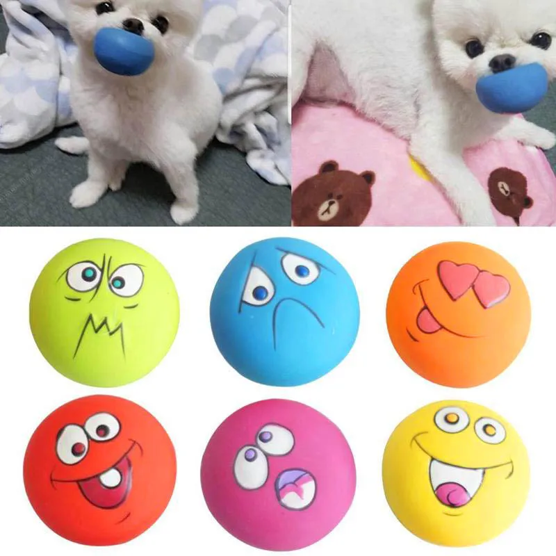 Latex smiling face pet toy, cat and dog grinding teeth, cleaning teeth, biting toy, cartoon voice expression toy