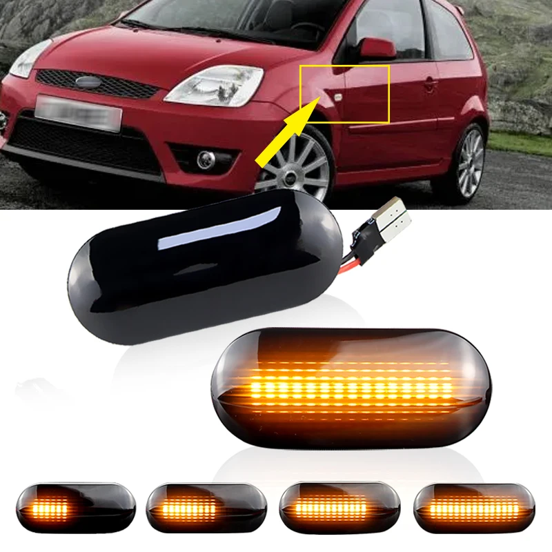 2pcs For Ford Fiesta 2002-up C-Max 2007-up Focus MK2 2004-2007 Galaxy LED Dynamic Side Marker Turn Signal Light Indicator