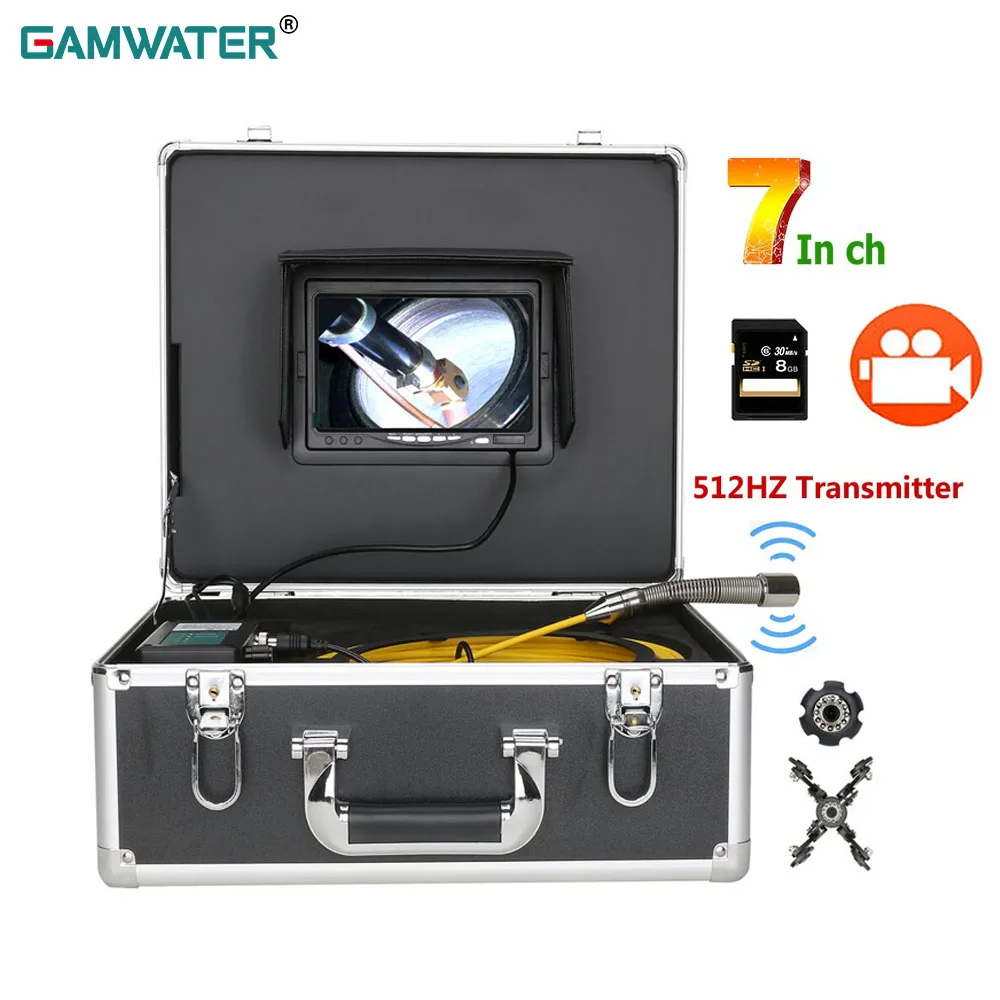 GAMWATER Sewer Pipe Inspection Camera with 512HZ Transmitter Auto Balance Auto Self Leveling Pipe Locator 7