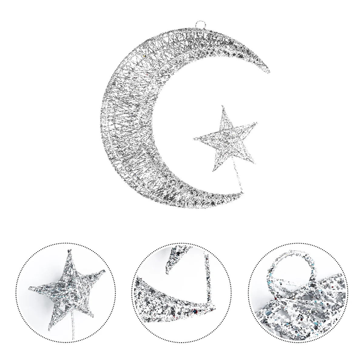 

1Pcs Christmas Star Moon Pendant Hanging Decor 35cm Iron Art Decoration Pendant Moon Star Hanging Ornament