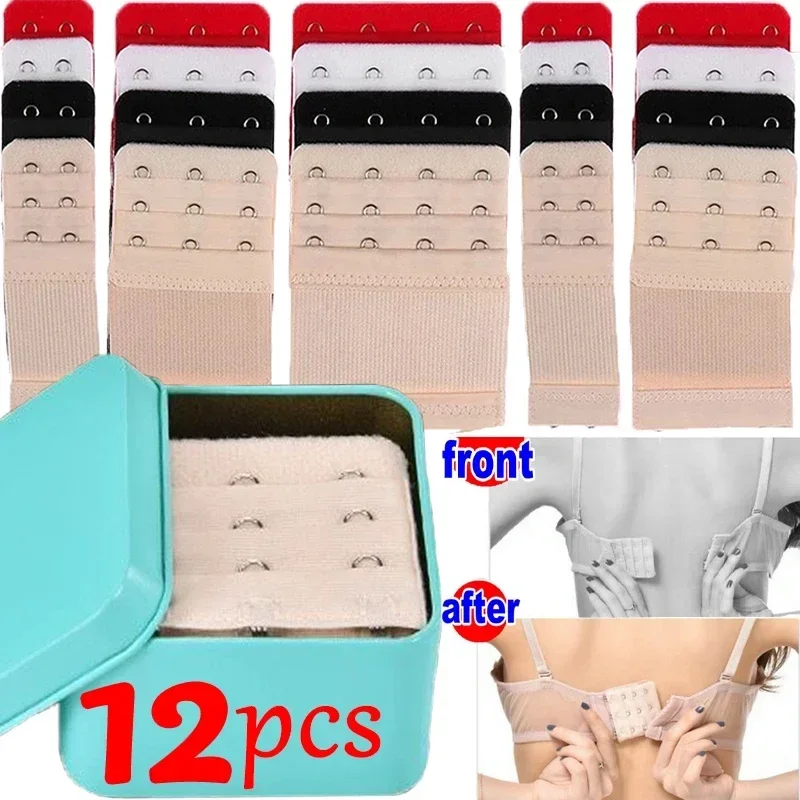 3/12Pcs Adjustable Bra Buckle Sets Ladies Belt Intimates Accessories Women's Useful Elastic Underwear Extension Strap Hook Clips