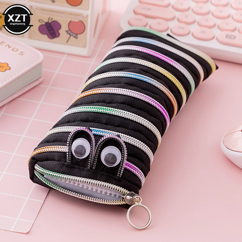 Creative Halloween Caterpillar Zipper Pencil Case Stationery Storage Bag Children's Day Boy Girl Birthday Gift Pen Bags