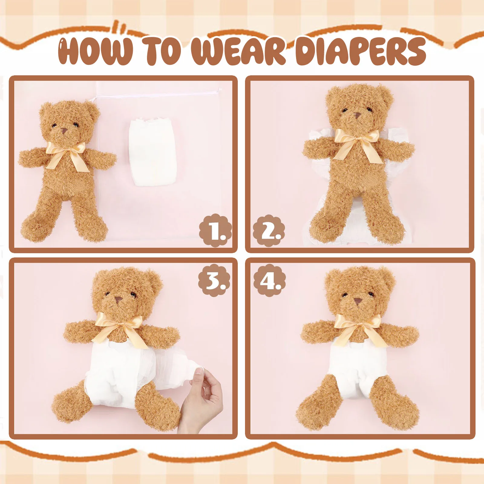 4/6/8/12 Sets Baby Shower Games Prizes Gifts Baby Doll Diapers Bear Blindfolded Diaper Changing Gender Reveal Baby Shower Favors view 5