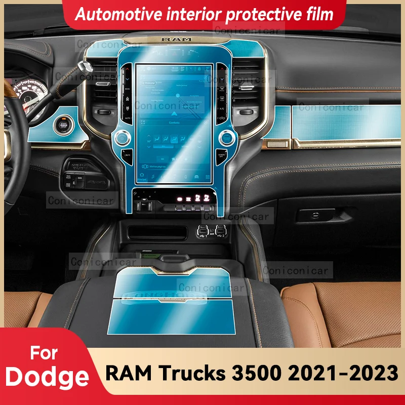 

For DODGE RAM Trucks 3500 2021-2023 Gearbox Panel Dashboard Navigation Automotive Interior Protective Film TPU Anti-Scratch