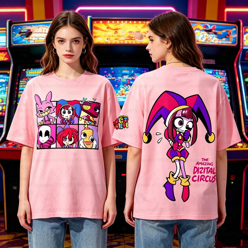 Camiseta de Verão para Mulheres e Homens, The Amazing Digital Circus, Manga Curta, Algodão, Roupas Y2K, Tops Casuais Confortáveis