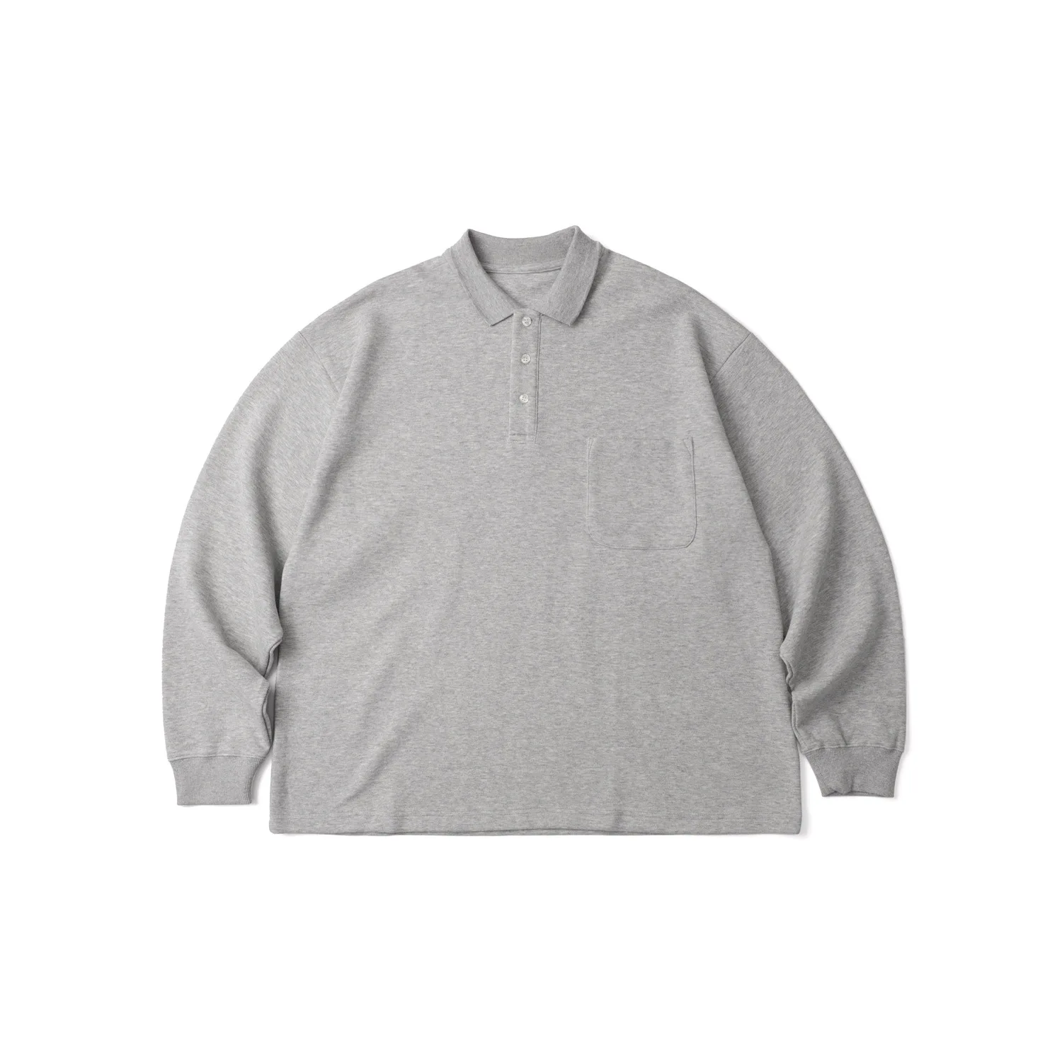 Spring New Men's Long-sleeved POLO Collar Middle-aged and Old Large Loose Olid Color Top Collar Patchwork Pocket Casual