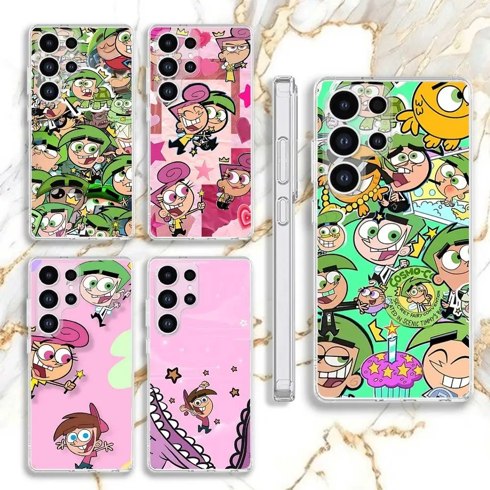 

C-Cosmo and W-Wanda Phone Case For Samsung S30,23,21,22,20, FE lite,S10,9,8,7 PIus Note20ultra Soft Transparent