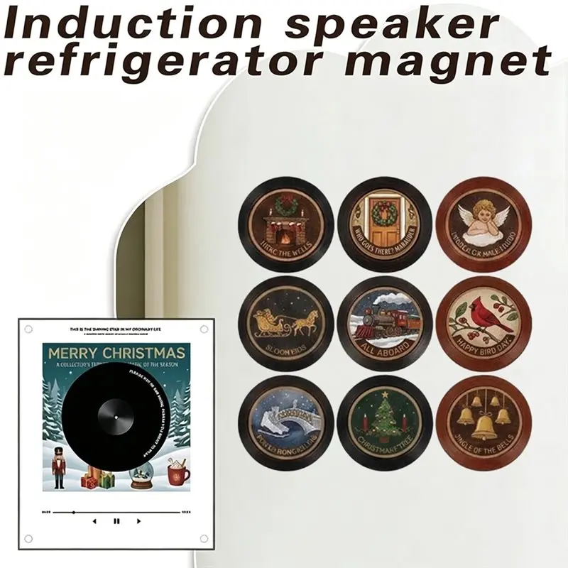 BMBY-Xmas Magnetic Music Fridge Magnet Christmas Music Box With 9 NFC Discs NFC Enabled For Refrigerator Decor