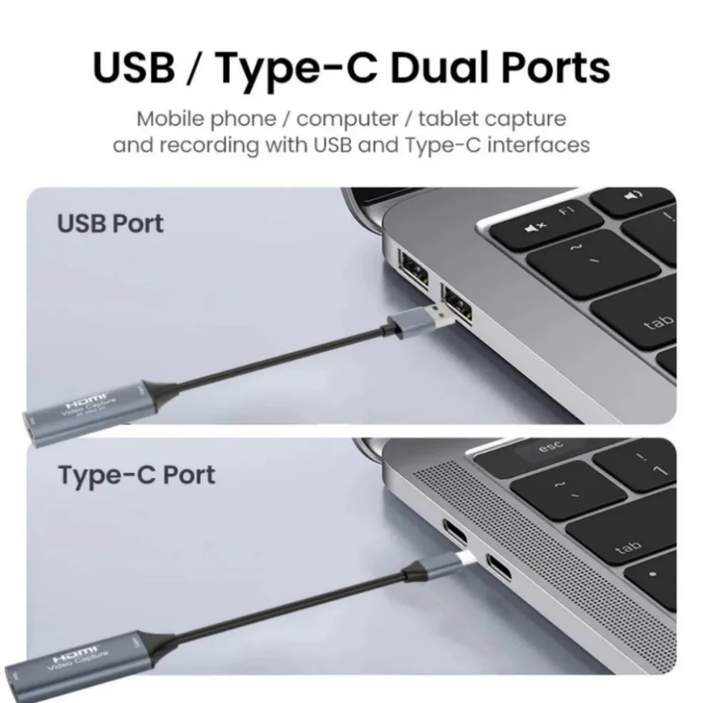 LccKaa USB 3.0 karta przechwytywania wideo 4K kompatybilna z HDMI na USB 3.0 Type-C gra Grabber nagrywanie dla przełącznika Xbox PS5/4 transmisja na