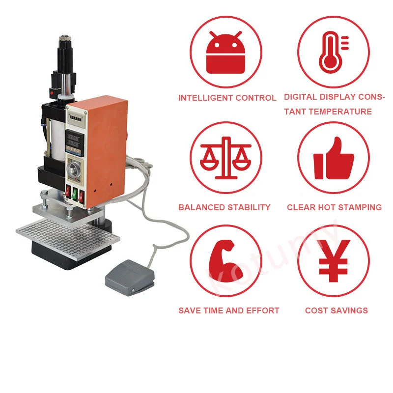 220V/110V Pneumatic Hot Stamping Machine PVC Card Book Leather Paper Wood Custom Logo Embossing Embossers Heat Press Equipment