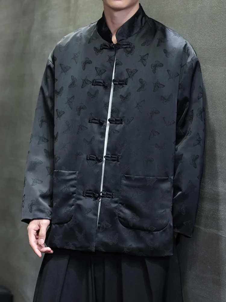 

Новая китайская мужская куртка-танчун с вышитыми пуговицами, весенне-осенняя, для мужчин среднего возраста, дышащая